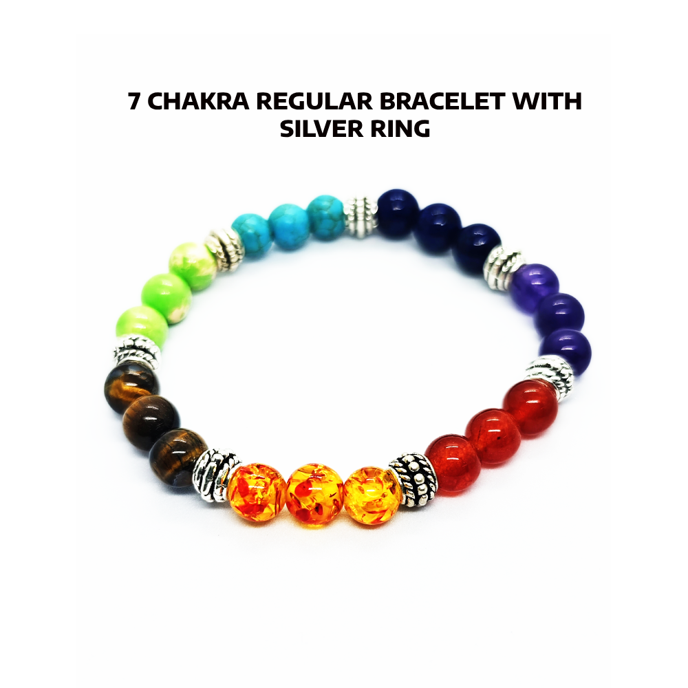 7 Chakra Bracelet Regular With Silver Ring
