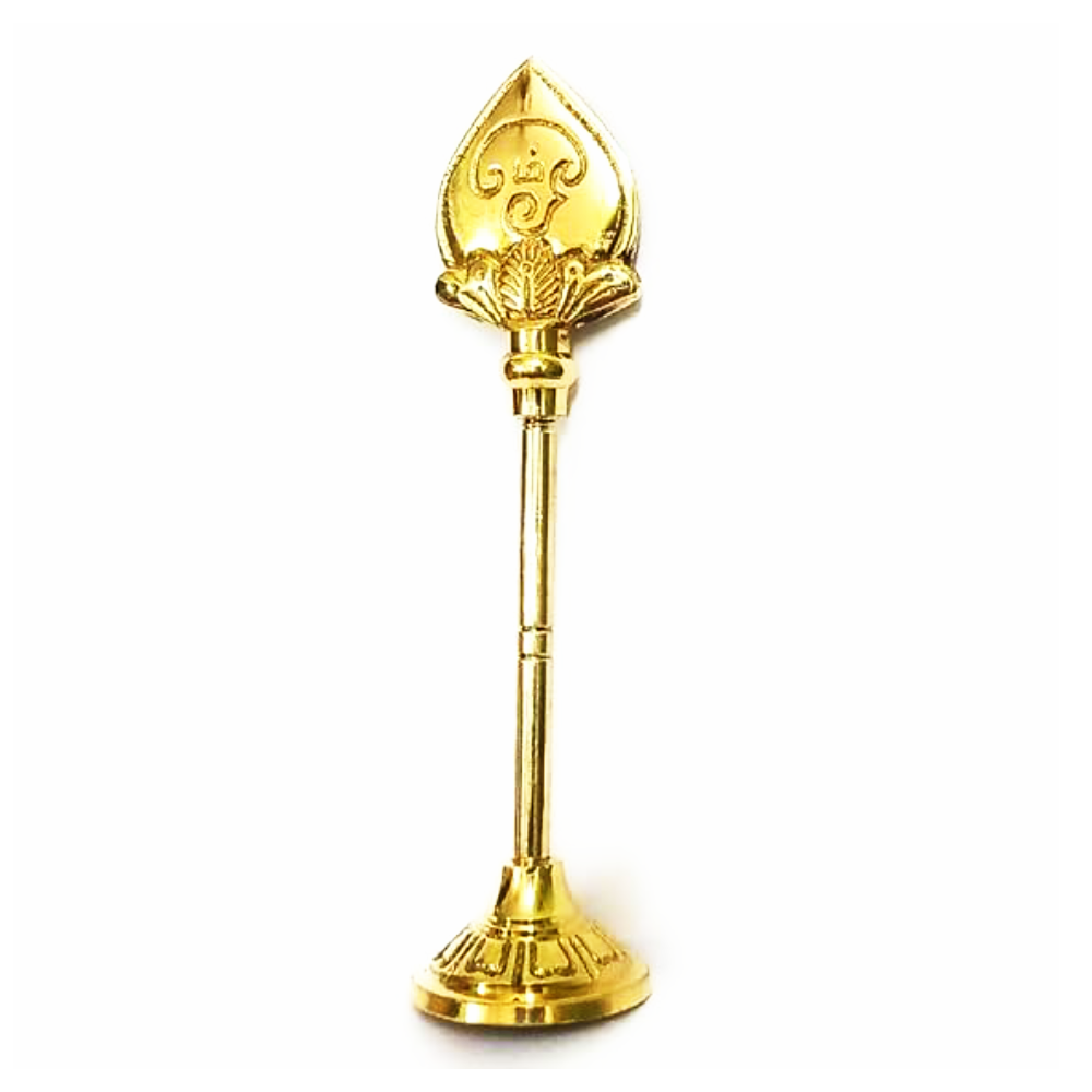 Traditional Lord Murugan Vel with Stand in Brass 15 cm Brass, Gold - Image 2