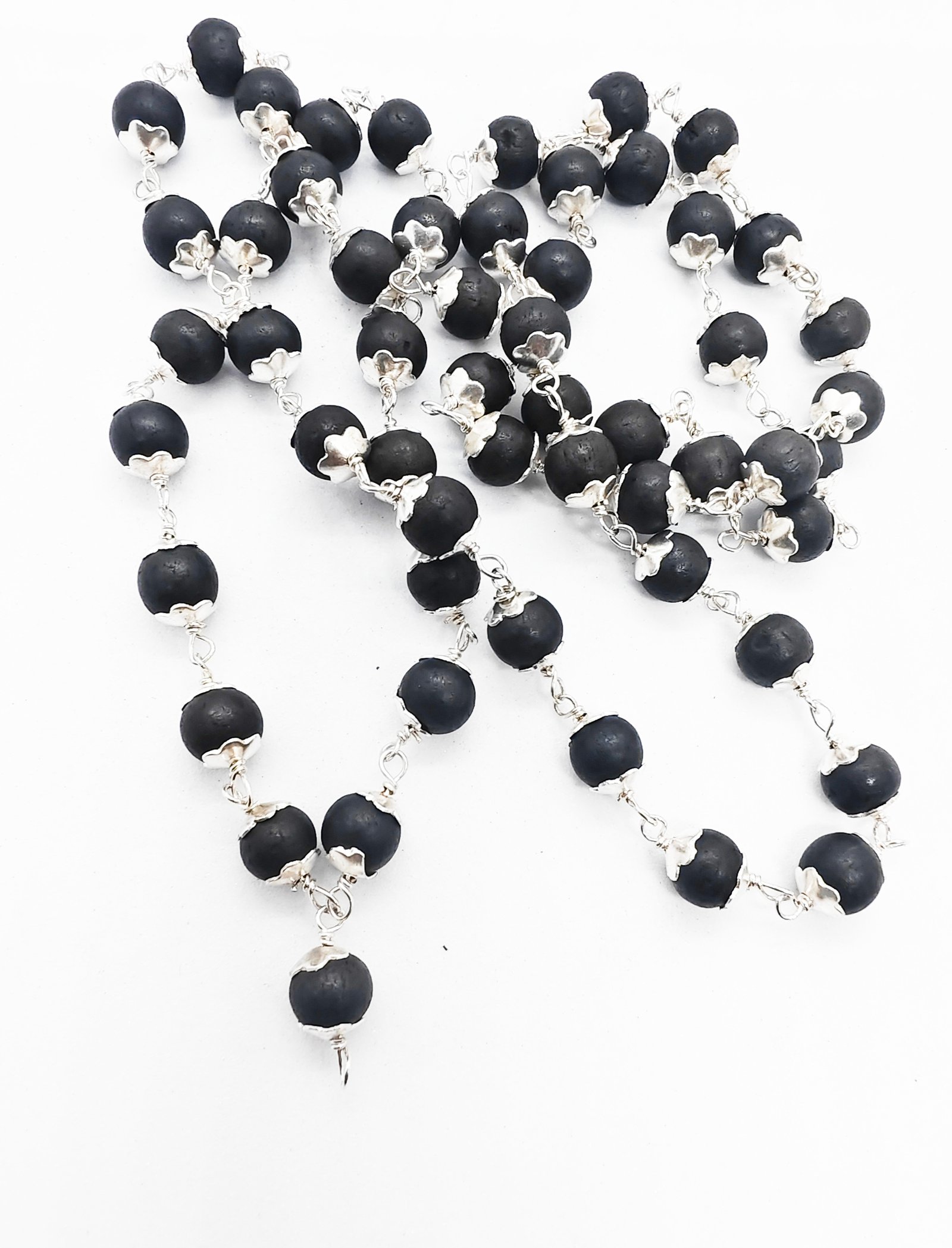 German Silver in Karungali Malai Jewelry 8MM With Cap (With GOVT. Certificate) - Image 2