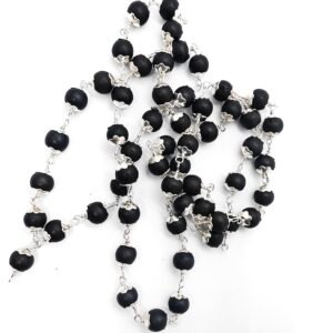 German Silver in Karungali Malai Jewelry 8MM With Cap (With GOVT. Certificate)