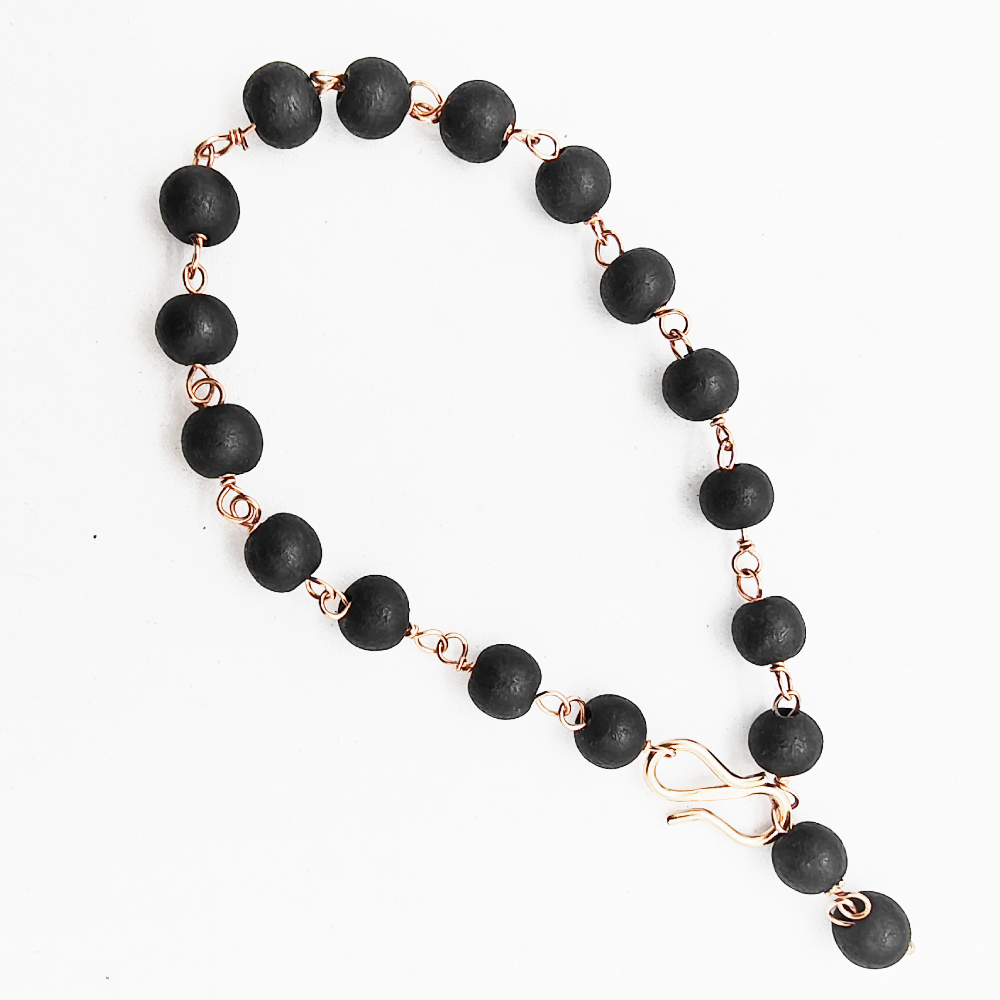 Copper Bracelet 8mm Beads, 100% Pure Copper (Adjustable) With GOVT. Certificate