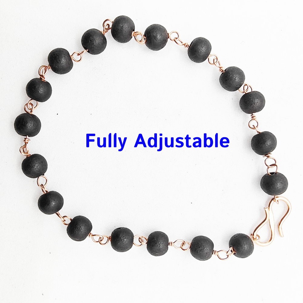 Copper Bracelet 8mm Beads, 100% Pure Copper (Adjustable) With GOVT. Certificate - Image 2