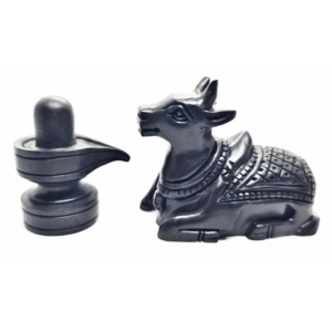 Handmade Original Karungali Wood Shiva Lingam and Nandi Statue [3x2.5 Inches] and [2x2.5 Inches] With GOVT. Certificate