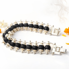 Karungali Wood German Silver Bracelet 8MM With GOVT. Certificate