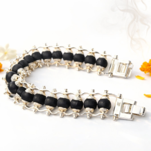 Karungali Wood German Silver Bracelet 8MM With GOVT. Certificate