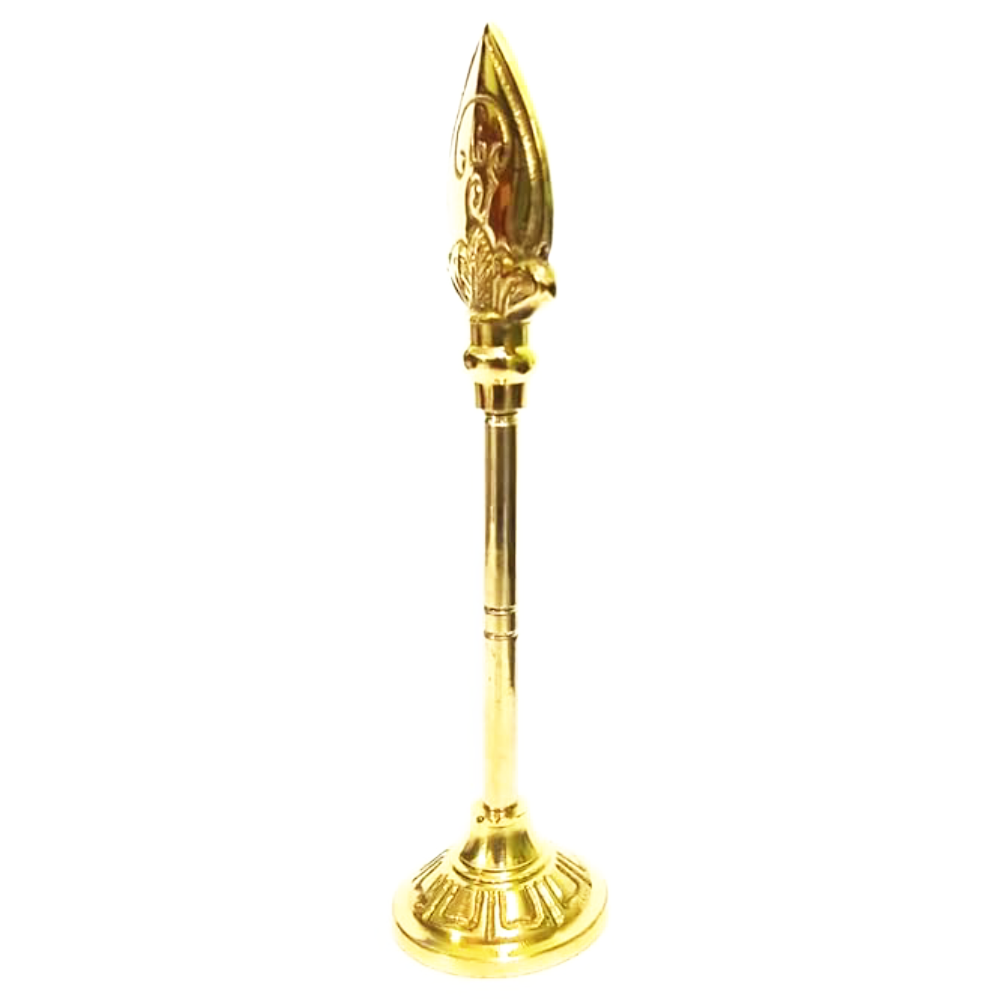 Traditional Lord Murugan Vel with Stand in Brass 15 cm Brass, Gold - Image 3