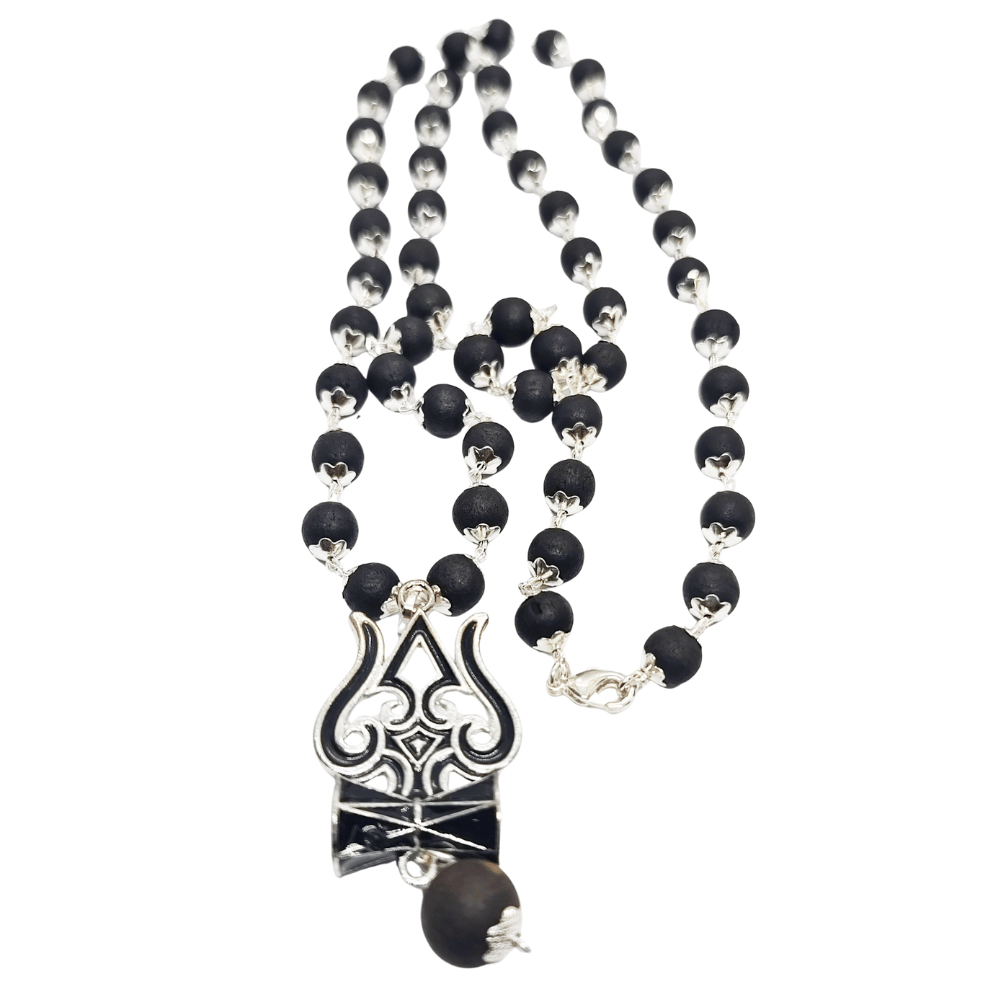 Original Karungali Mala with Lord Shiva Trishul pendant (German Silver) - Image 2