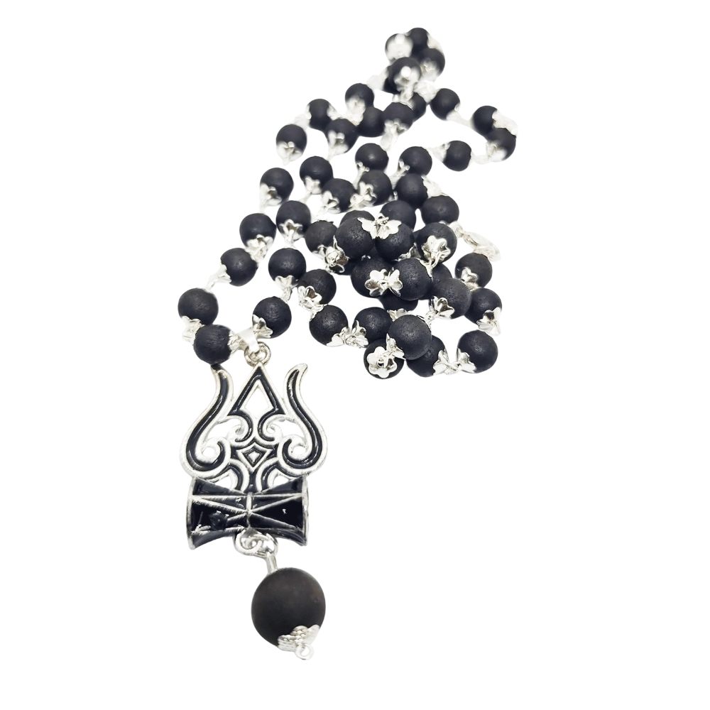 Original Karungali Mala with Lord Shiva Trishul pendant (German Silver) - Image 3