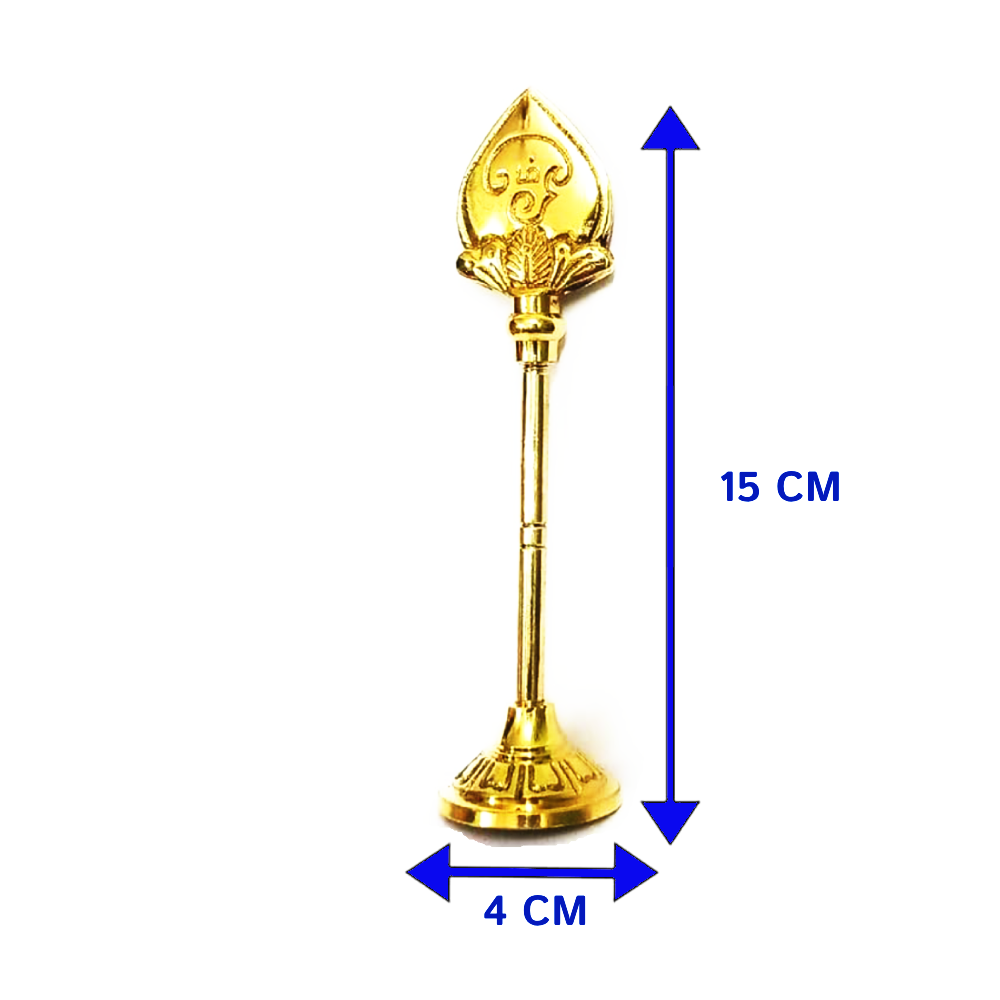 Traditional Lord Murugan Vel with Stand in Brass 15 cm Brass, Gold